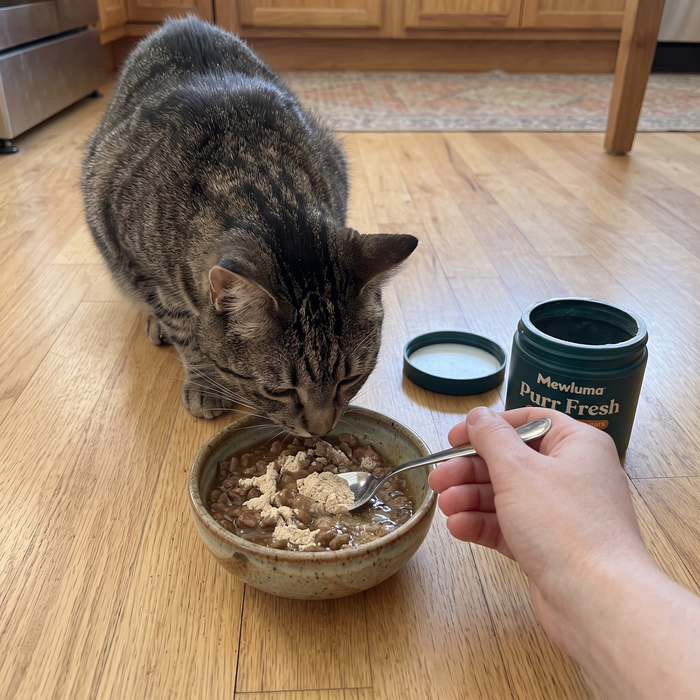 Mixing Purr Fresh into food as the cat eats